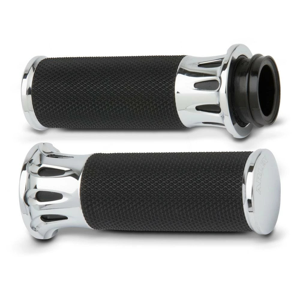 Arlen Ness Deep Cut Fusion Grips - Chrome Cruiser Grips