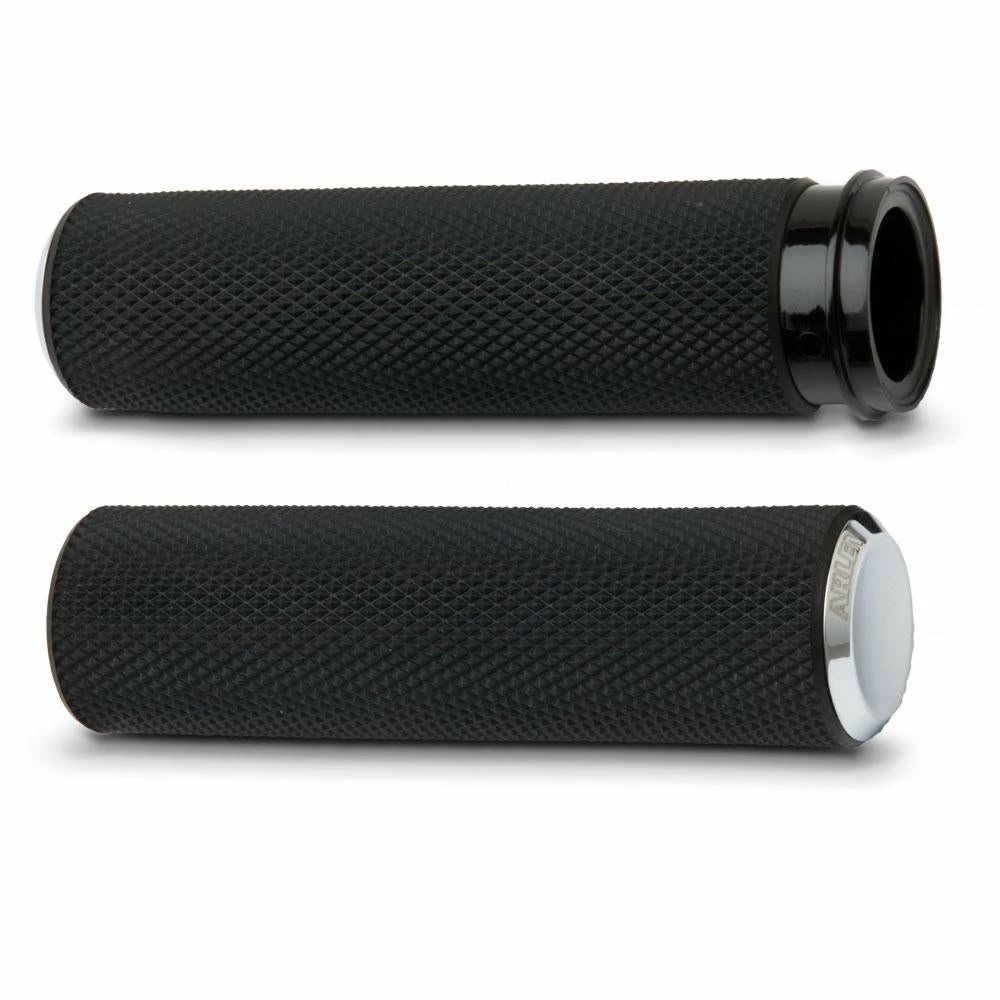 Arlen Ness Knurled Fusion Grips - Chrome Cruiser Grips