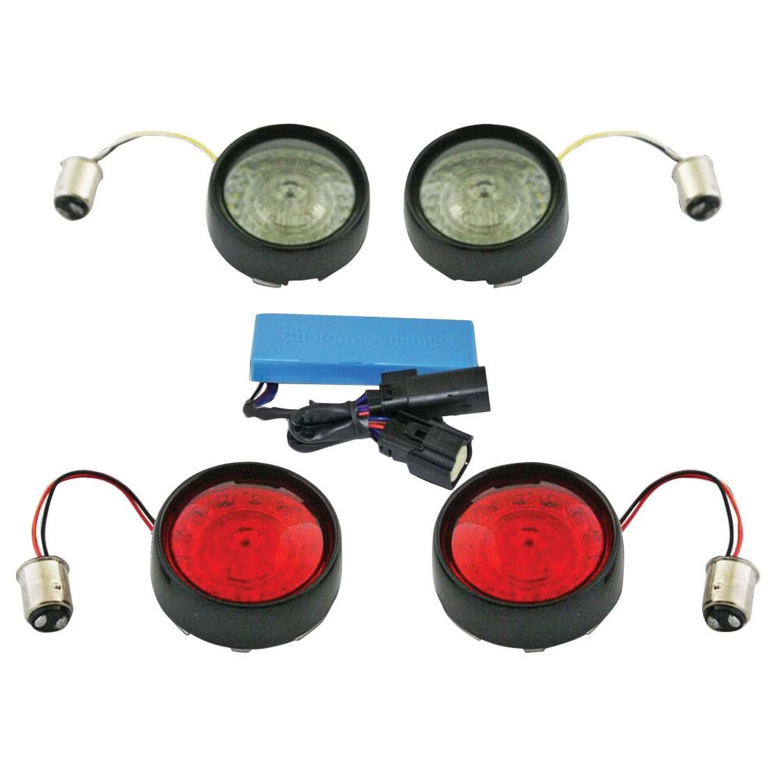 Custom Dynamics ProBEAM Bullet Bezel LED Signal Kit 1157 PB-SS6-BB-B (Black) Cruiser Turn Signals
