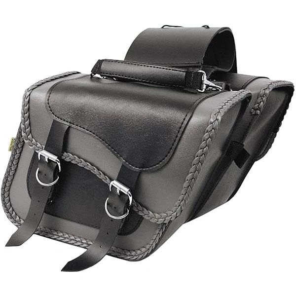 Willie & Max Willie And Max Gray Thunder Braided Compact Slant Saddlebags