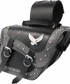 Willie & Max Willie And Max Gray Thunder Studded Compact Slant Saddlebag Cruiser Saddlebags