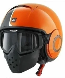Shark Raw Stripe Orange-Black-White Open Face Helmet Helmets