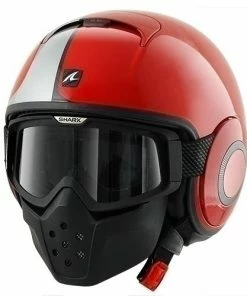 Shark Raw Stripe Red-Black-White Open Face Helmet
