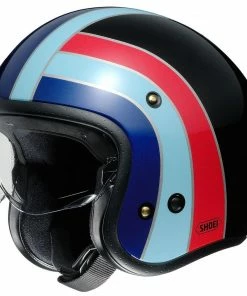 Helmets Shoei J O Vintage Open Face Helmet Nostalgia TC-10 Black-Blue-Red