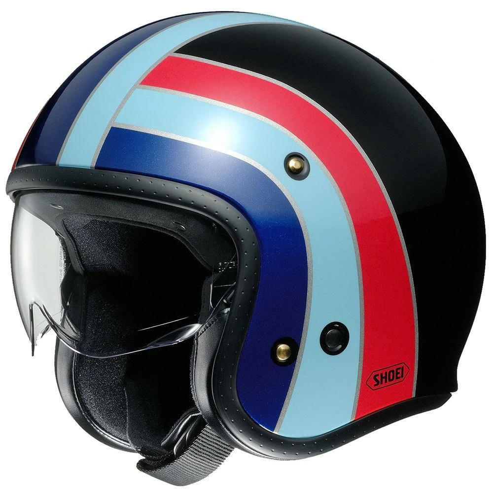 Helmets Shoei J O Vintage Open Face Helmet Nostalgia TC-10 Black-Blue-Red