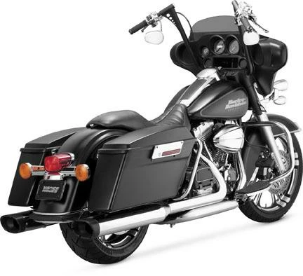 Slip On - Cruiser Vance & Hines Monster Oval Slip-Ons - Chrome-Black Tip (Harley Davidson)