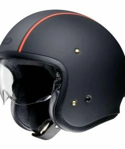 Shoei J O Vintage Open Face Helmet Carburetor TC-8 Matte Black-Grey-Red Helmets