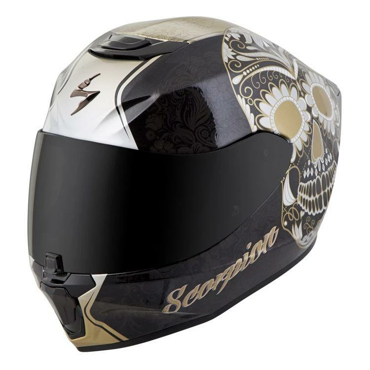 Scorpion EXO-R420 Sugarskull Gold Helmets