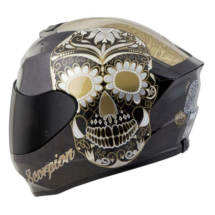 Scorpion EXO-R420 Sugarskull Gold Helmets