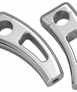 Clamps / Risers / Adapters - Cruiser Show Chrome Cutout Square Cast Handlebar Risers